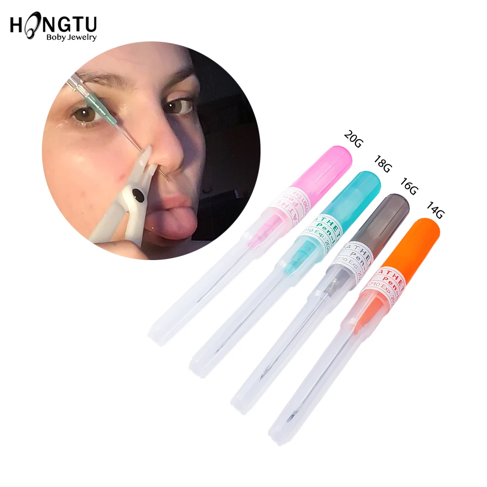 1PC Surgical Steel Catheter Cannula Piercing Needles 14G 16G 18G 20G Body Jewelry Piercings Kit Sterilized Body Tattoo Needles
