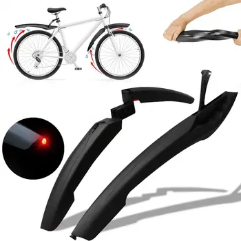 

2pcs Bike Fender Bicycle Fenders With LED Rear Light Bike Wings Mudguard Cycling Mountain Bicycle Durable Fender Accessories