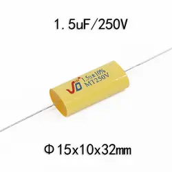 1 шт. полибиновая емкость осевой аудио емкость Высокая емкость динамика 250V1. 5 мкФ делитель безполярная Емкость