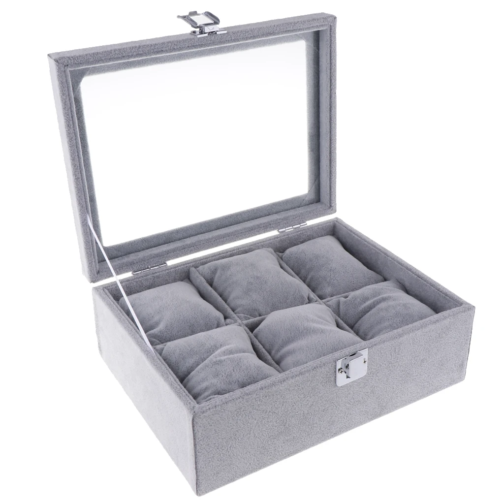 Bracelet Watch Organizer Velvet Jewelry Tray Showcase with Clear Viewing Lid