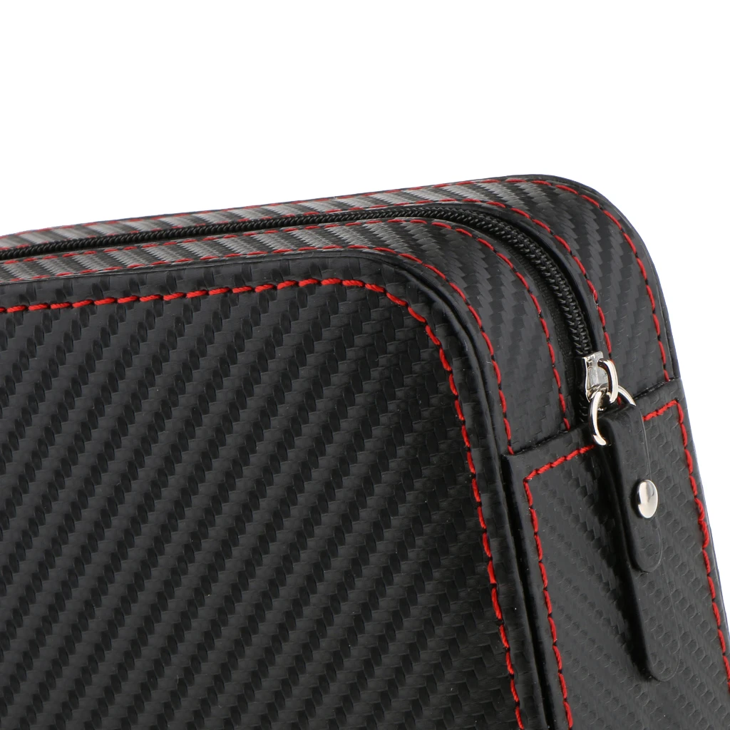 PU Leather Watch Display Box Zip Case Portable Travel Storage Wristwatch Organizer