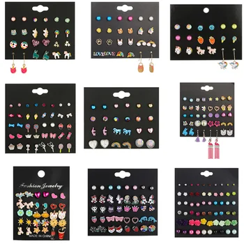 

Luokey Korean Fashion Cute Earrings Anime Cartoon Animals Stud Earrings Colorful Rainbow Flower Earrings For Women Charm Jewelry