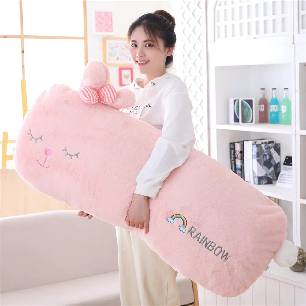 

Cute Rabbit Long Pillow Plush Toys GIRL'S Heart Bunny Pillow Washable Cushion Pajama Bedside Pillow