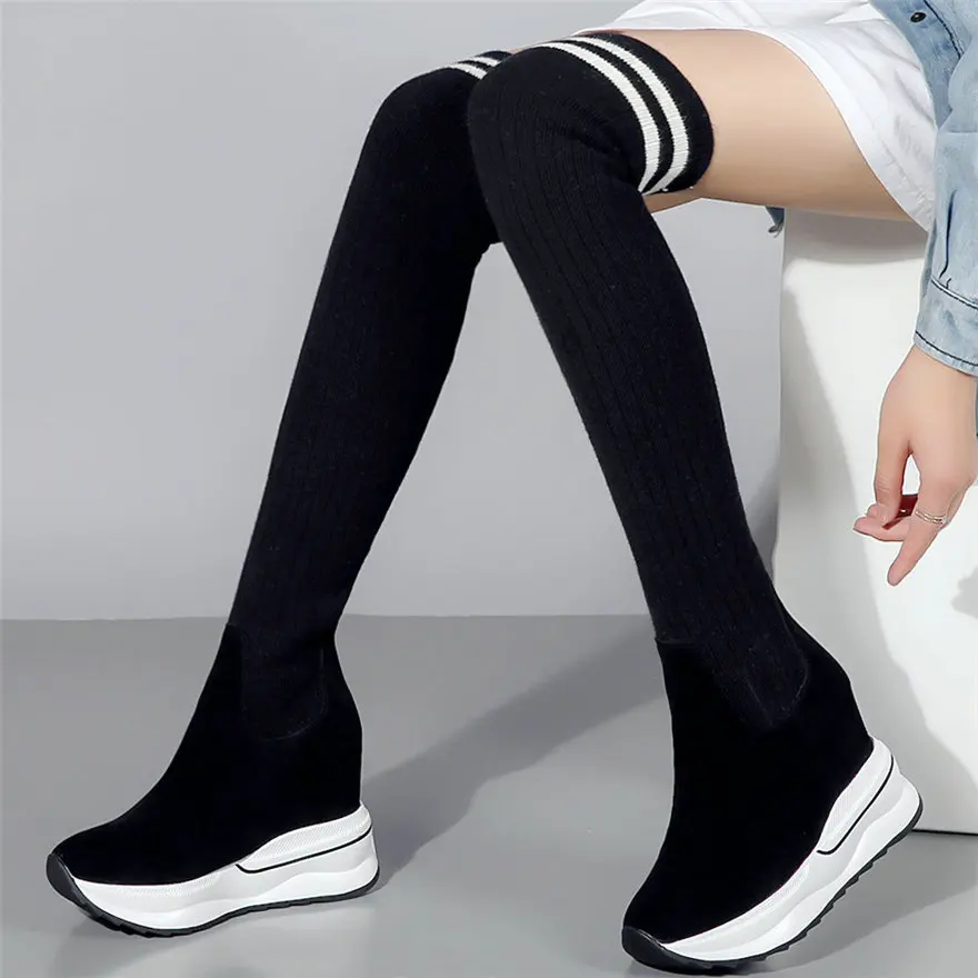 wedge high knee boots