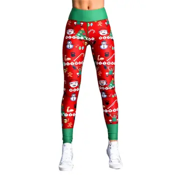 

Christmas print stripe High Waist Leggings Sport Women Fitness Running Pants Gym Girl leggins
