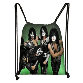 

Custom Kiss Rock Band Drawstring Bag Daypack Kid Satchel Casual Backpack Teenager Storage Bag Women Men 32x38cm*181031-03-9046