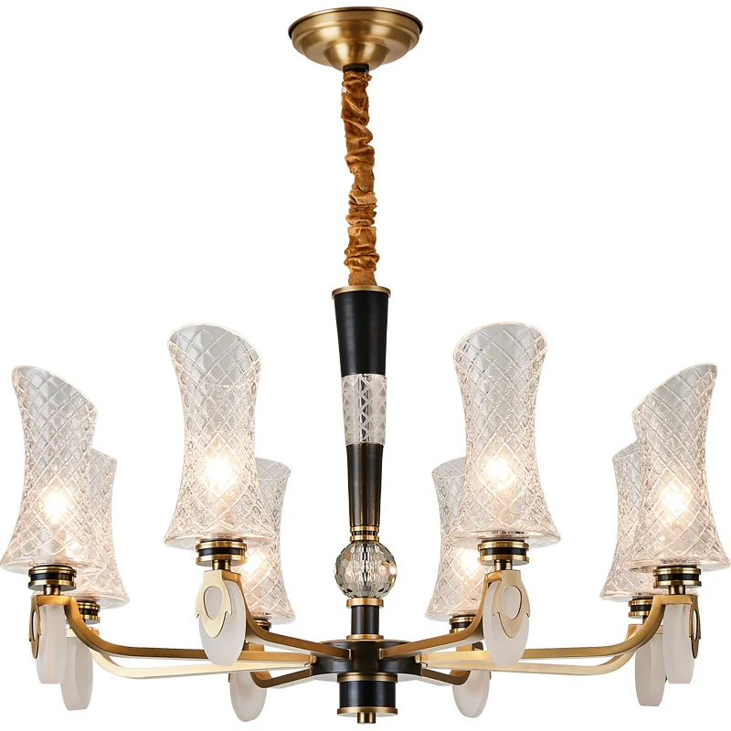 Amazing Copper Chandelier lighting Hotel Glass Lamp Shade chandelier Europe Luxurious Living Room Dining project lustre | Лампы и