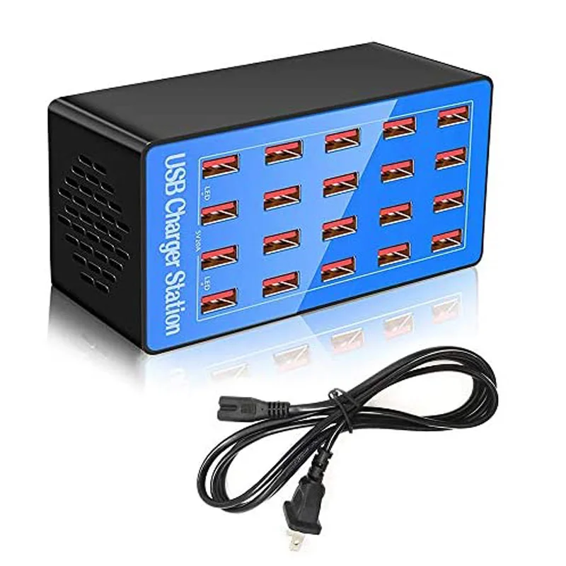 

USB Charger Station 20 Port 100W 20A Multiple Hub Power Adapter Station Multi Ports USB Charger Charging for Smartphone Tablets