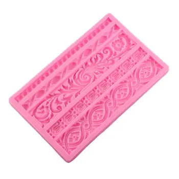 

DIY Baroque Scroll Relief Cake Border Silicone Mold Frame Fondant Cake Decor GXMA