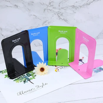 

Simple Style Metal Bookends Iron Support Holder Nonskid Desk Stands For Books