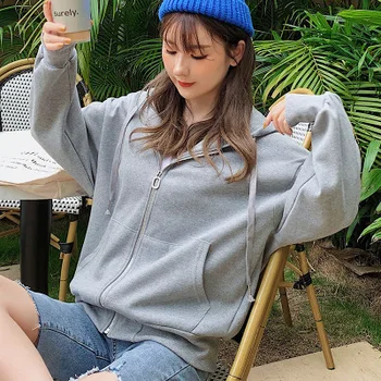 

2020 new zipper hooded sweater women's sweater