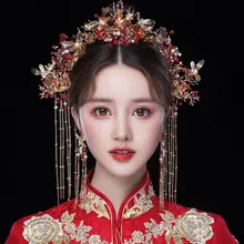 2020 Xiuhe Clothes Headdress Is Simple And Generous Phoenix Crown Atmosphere Bride Wedding Long Tassel New In 2021