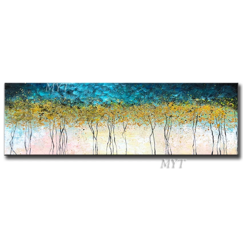 100% абстрактные современные картины на холсте с изображением желтого леса под
