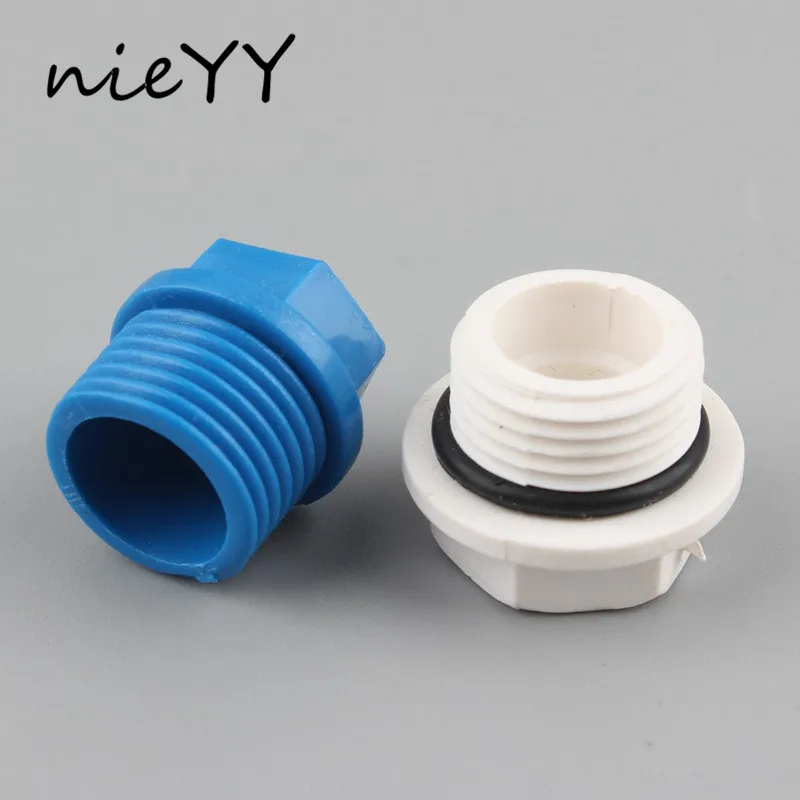 

5pcs 1/2" 3/4" 1" Male Thread Pipe Fitting Plug PVC End Cap Plug With Gasket Ring Pipe Plugs For Garden Irrigation Stop Water