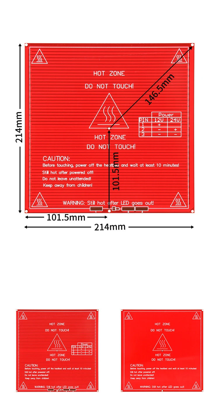 Red Heat Bed for 3D Printer 214mmx214mm Upgraded MK2B Heated Bed PCB Heatbed Dual 12V 24V Red MK2 HotBed For 3D Printer Parts (2)