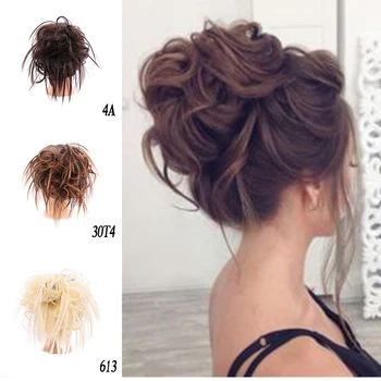 

XUANGUANG 45g Scrunchie Hair curly hair bun Donut Chignon Synthetic Hair Extension Chemical fiber high temperature silk