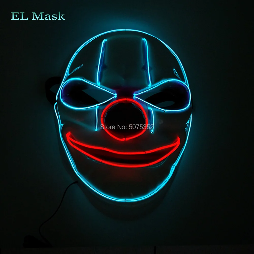Giorno Di Paga Led Rave Mask Carnival Happy El Mask Dance Dj Glow In Dark Neon Luminous Mask For Christmas Birthday Light Mask