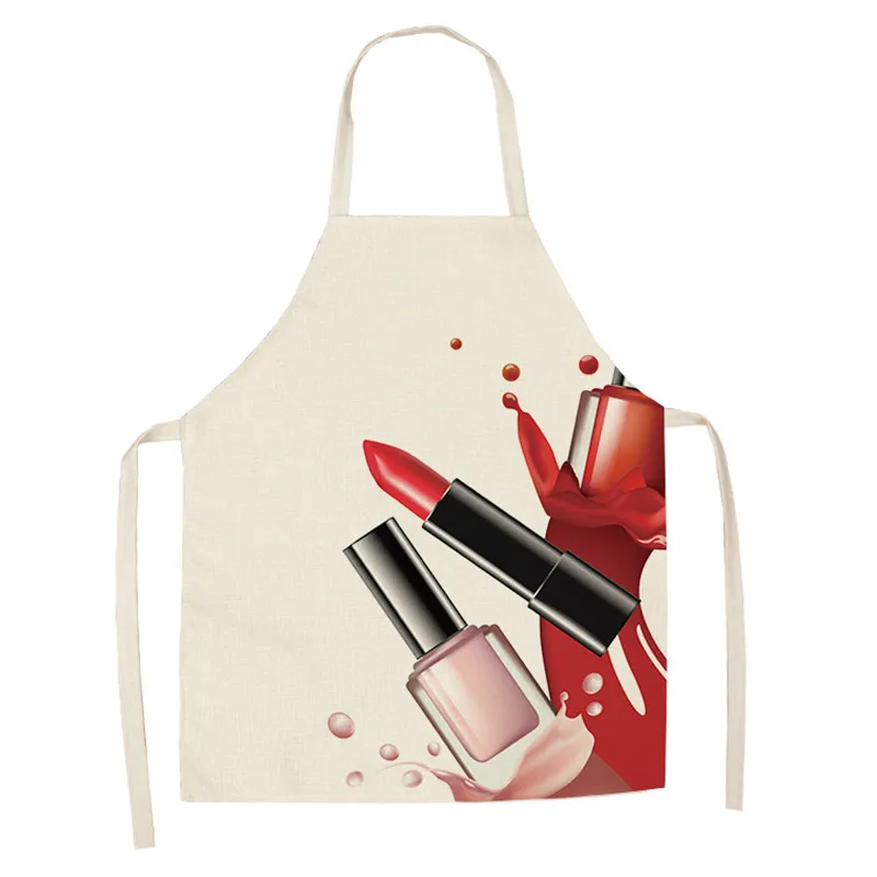 Linen Flower Nail Polish Theme Print Kitchen Aprons