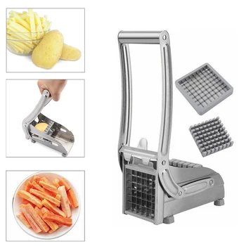 

Kitchen Safe Durable Convenient French Fry Potato Cutter Slicer Chipper With 2 Blades For Cucumber Vegetables Carrot