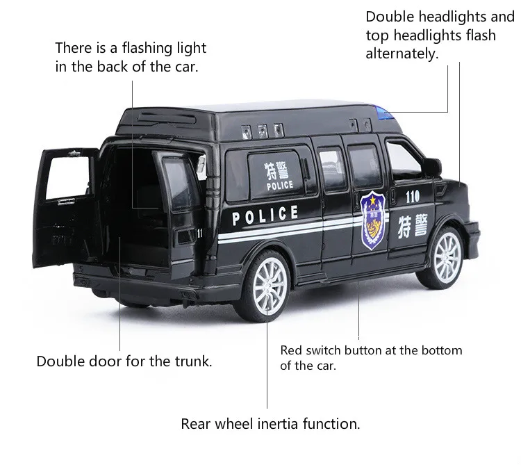 1:32 инерционный звук и светильник могут открыть дверь скорой помощи, почтовый автомобиль литья под давлением металлическая модель автомобиля, детская игрушка в подарок