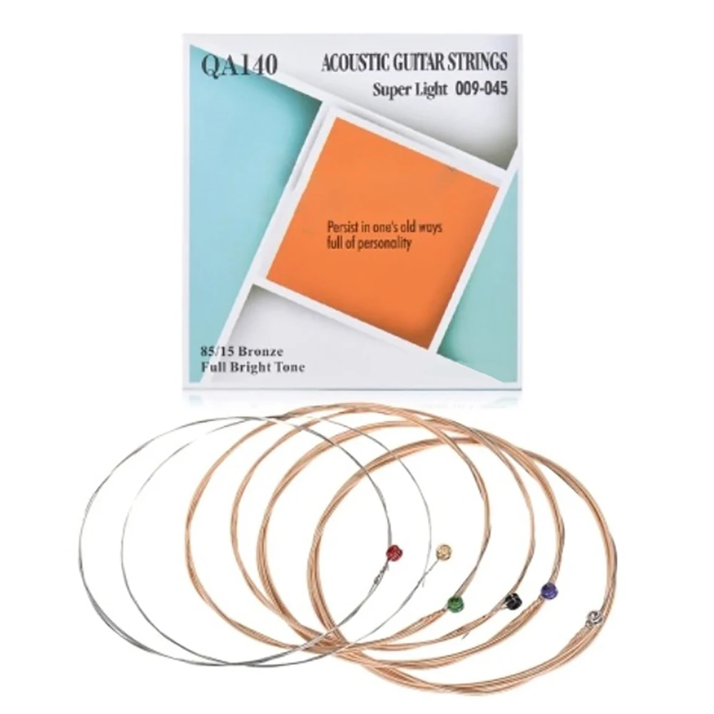 

6pcs Acoustic Folk Guitar Strings Kit (.009-.045) Hexagonal Steel Core 80/20 Bronze Wire Wound Extra Light Tension Musical Parts