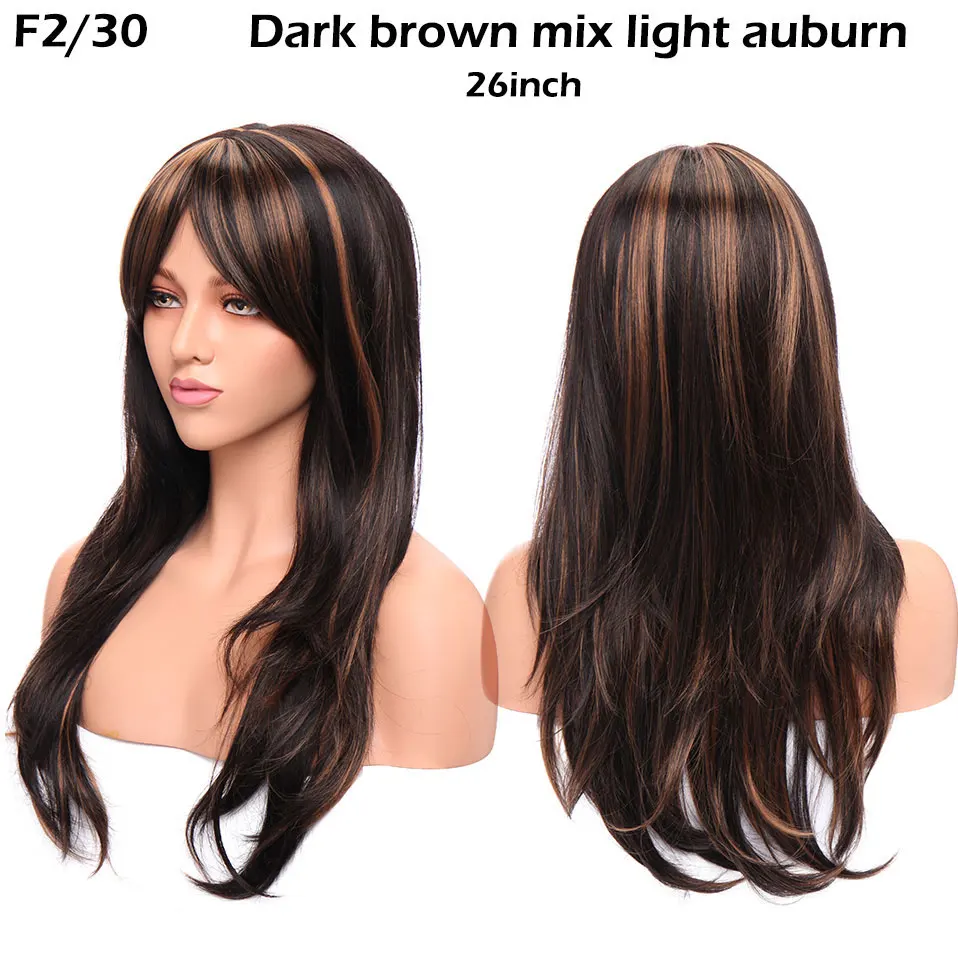 F2-30 26inch S-noilite, длинные прямые, средняя часть, женский парик, коричневый, рыжий, блонд, слоистые волосы, парик из синтетических волос для женщин, косплей, вечерние - Цвет: F2-30 26inch