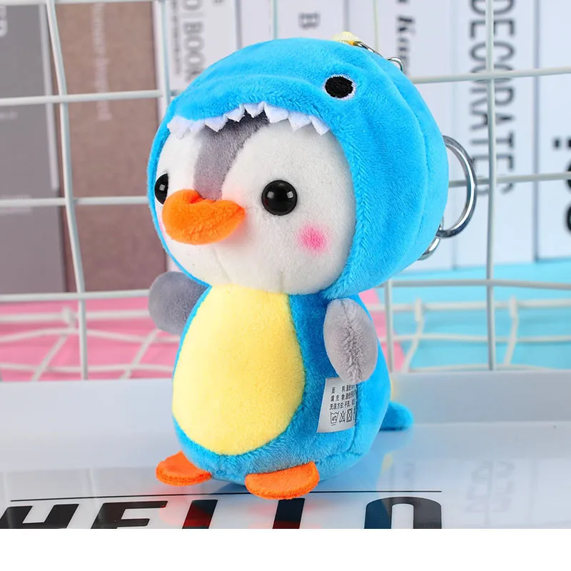 Korean Fashion Morph Penguins Plush Keychain Toys Sharks Frogs Unicorn Bees Penguin Peluche Dolls Key Bag Pendants 10pcs 12cm (2)