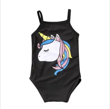 

toddler girl horse pattern one pcs swimsuit pink white black wholesale 6month-3year