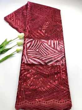 

African Lace Fabric 2020 High Quality Latest Embroidery sequence Nigerian French Lace Tulle Fabric Women Evening Dress
