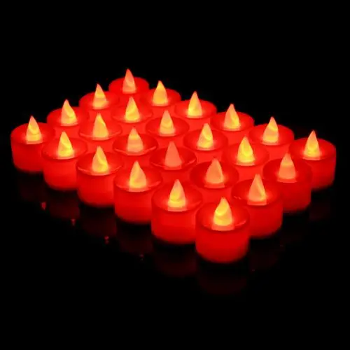 24 шт. светодиодный светильник для свечей, разноцветные светильники в виде свечей, чайный свет, свеча с искусственным пламенем, лампа для дома, вечерние, свадебные, Декор - Цвет: Красный