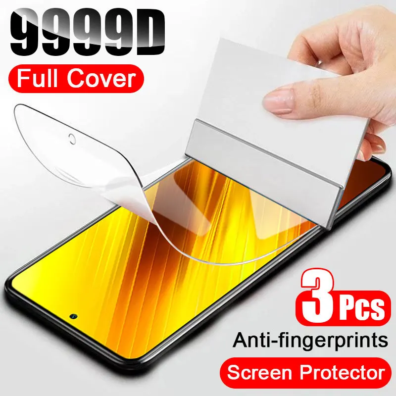 3Pcs Screen Protector on For Xiaomi Poco X3 NFC Full Cover Hydrogel Film F2 Pro Xiomi M3 Not Tempered Glass | Мобильные телефоны и