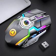 2021 rato sem fio recarregável 2.4g silencioso gaming mouse 1600 dpi 7 botões led backlight usb mouse óptico para computador portátil