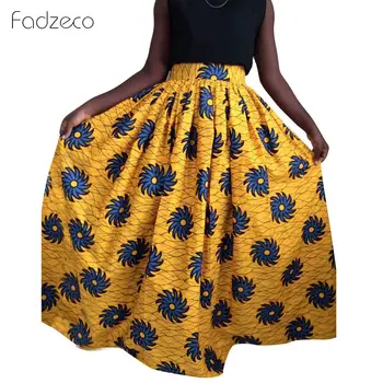 

Fadzeco African Skirt For Women Floral Gigital Printing Fashion Elastic Long Skirt High Waist Mopping Fluffy Long Skirt