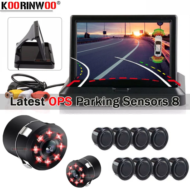 Koorinwoo OPS System Car Parking Sensors Parktronic Front 4 probes Dynamic Camera Rear Screen Rearview camera Front Car Detector Koorinwoo OPS System Car Parking Sensors Parktronic Front 4 probes Dynamic Camera Rear Screen Rearview camera Front Car Detector