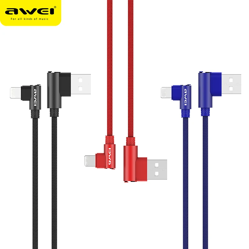 Awei CL 32 usb кабель для iPhone 7 8 быстрой зарядки iPad 2.4A USB зарядное устройство 90 градусов
