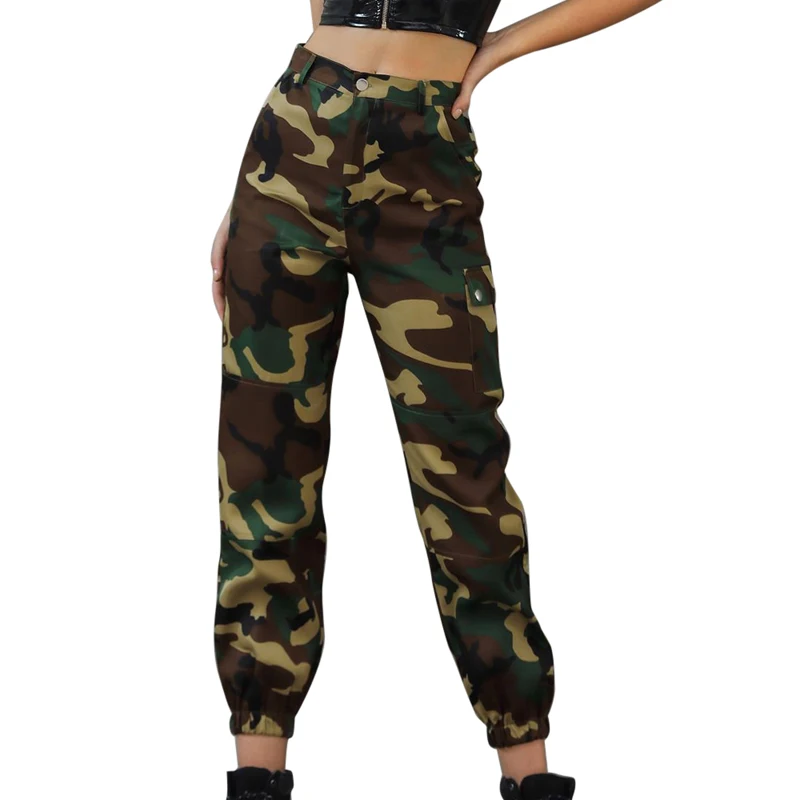 Зеленый Модные спортивные Леггинсы женские с высокой талией Jogger Брюки Camoflage Jogger женские повседневные брюки фитнес брюки для бега - Цвет: Зеленый