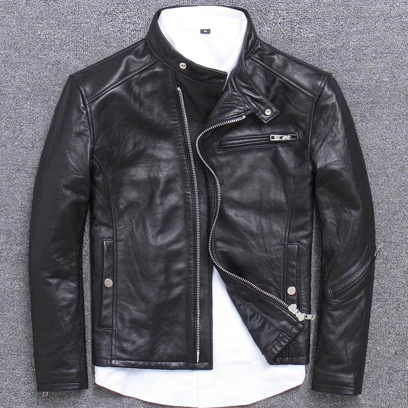 

2020 New Real Genuine Leather Jacket Men 100% Sheepskin Coat Vintage Short Biker Motorcycle Jacket Men Chaqueta Cuero Hombre