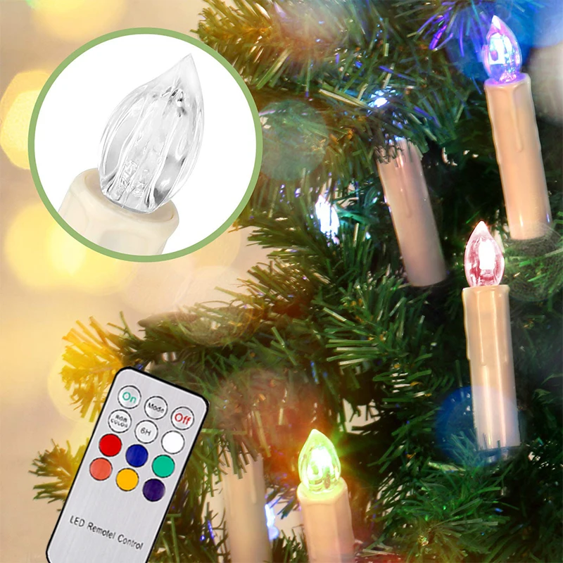 Tree Decoration LED Candles with Remote Control 6 Colors Flameless Tealights Battery Operated for Home Christmas Party Holiday