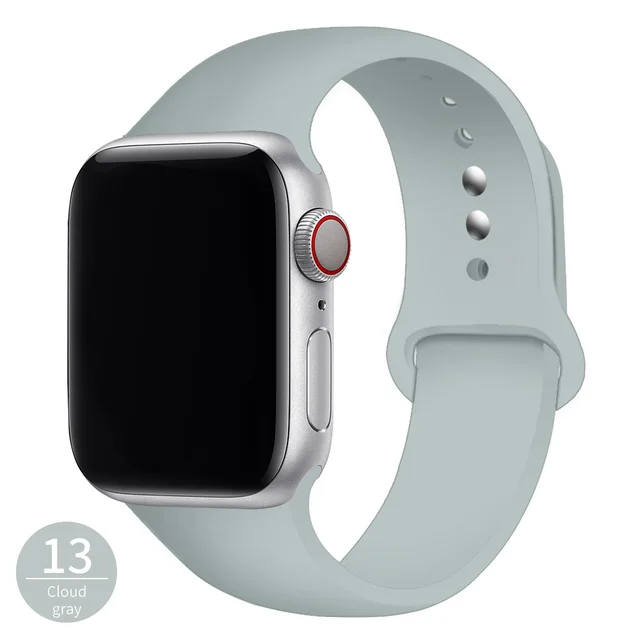 Silicone Strap For Apple Watch Band 42mm 45mm 38mm 44mm 40mm Smartwatch Rubber Sports Watchband Bracelet iWatch series 7 6se 5 4 Cloud ash