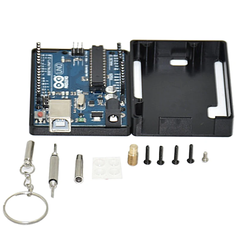

Ultra-Thin Aluminum Alloy CNC Protective Case Portable Box Support GPIO Ribbon Cable for UNO R3 - Black