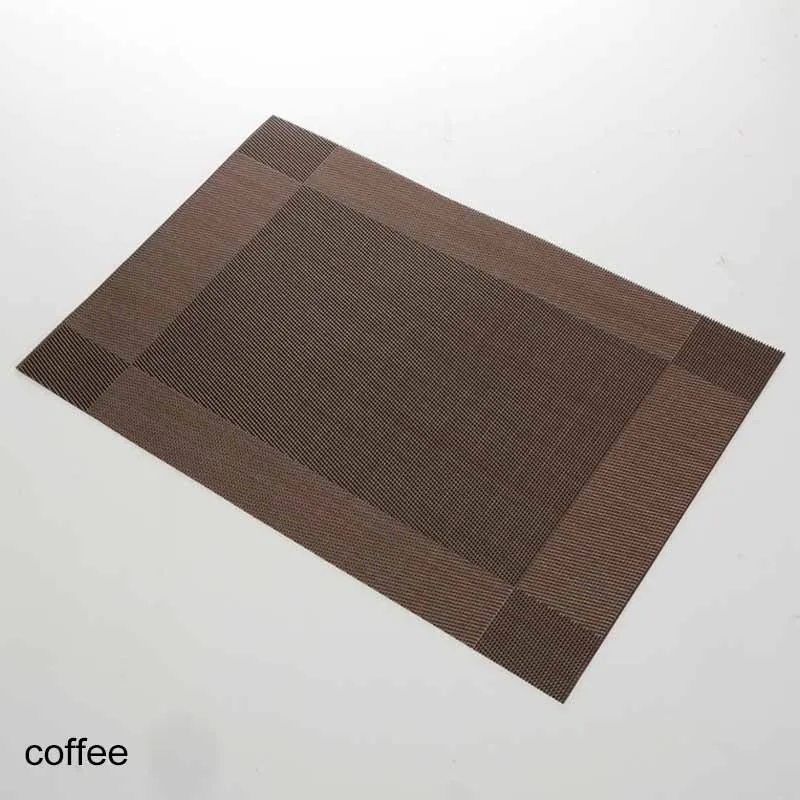 coffee Водонепроницаемый Теплоизоляционный ПВХ обеденный стол подставка под тарелку нескользящий стол коврик кухонные гаргетсы сплошной цвет золото/серебро чаши подставки - Цвет: coffee