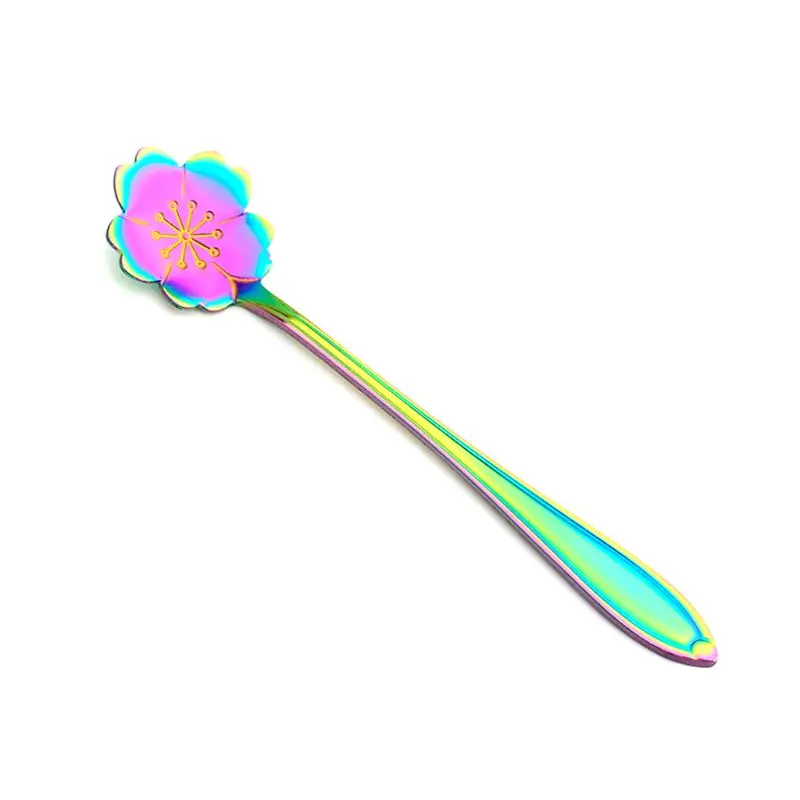 8Pcs/lot Creative Flower Shape Tea Coffee Spoon Stainless Steel Sugar Ice Cream Spoon Mixing Spoon Stirring Teaspoons Tableware