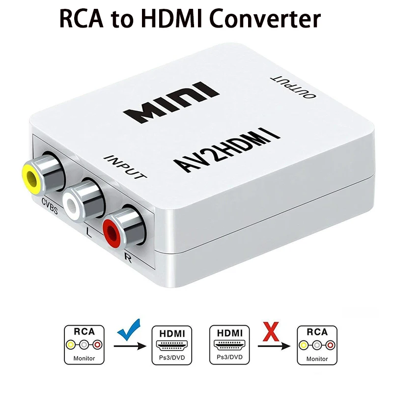 RCA AV в HDMI конвертер Высокое качество HD 1080P AV2HDMI адаптер для ТВ PS3 PS4 компьютера DVD Xbox проектор AV в HDMI конвертер|Кабели HDMI| | АлиЭкспресс