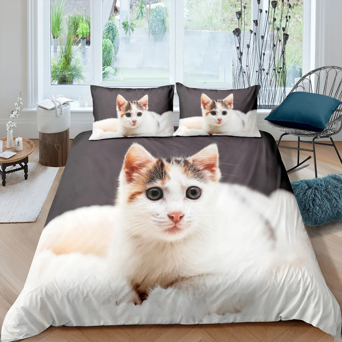 

Home Living Luxury 3D Cute Pet Cat Bedding Set Duvet Cover Pillowcase Kids Bedding Set Queen and King EU/US/AU/UK Size