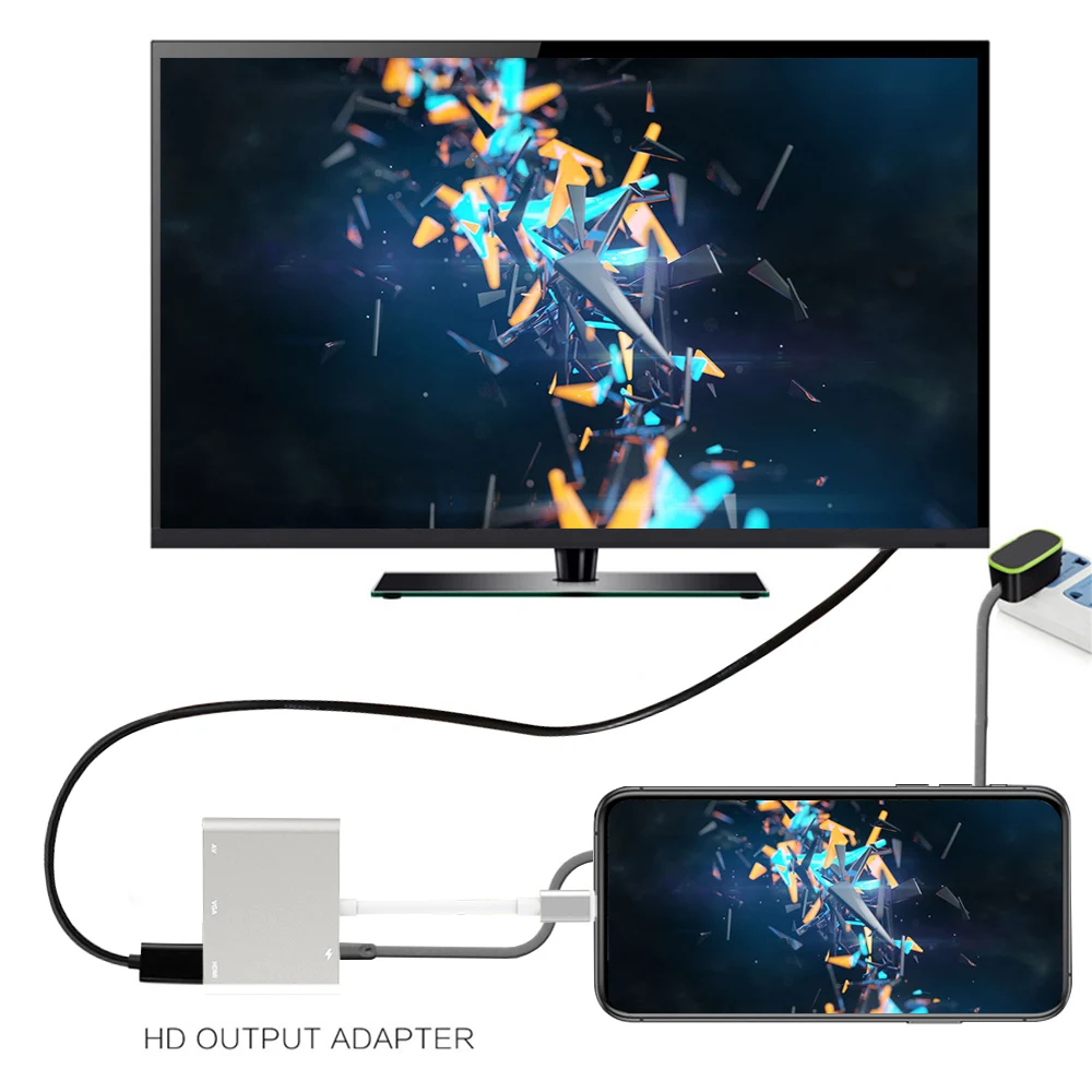 Высокое качество HDTV OTG адаптер для Lightning к VGA HDMI AV Аудио Видео iPhone Xs X 8 7 6plus iPad