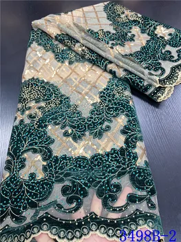 

NIAI African Velvet Lace Fabric 2020 High Quality Lace French Lace Fabric With Sequins Nigerian Embroidery For Wedding XY3498B-2