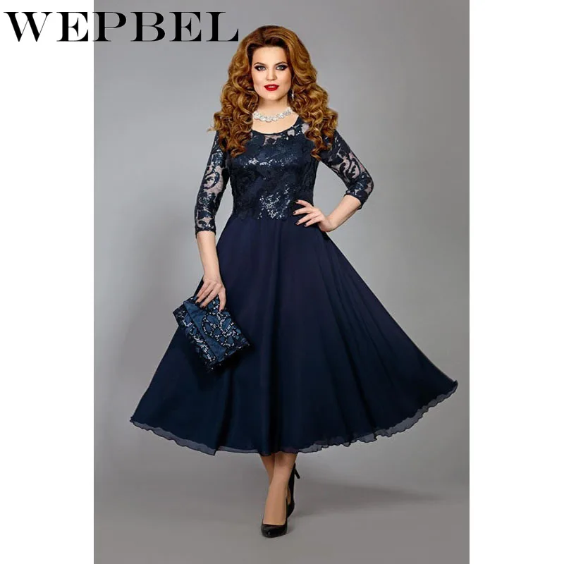 WEPBEL, женское платье с цветочным рисунком, о-образный вырез, сексуальное, повседневное, модное, кружевное, открытое, новое, темно-синее, для девушек, для женщин, платья размера плюс