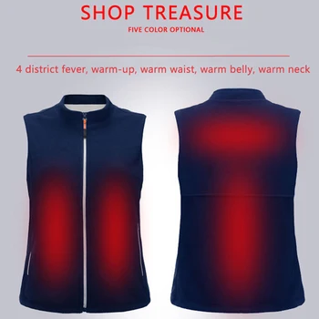 

Turtle Neck Electric Heating Vest 3 Modes Washable USB Charging Warm Infrared Jacket Adjustable Carbon Fiber Winter Vest