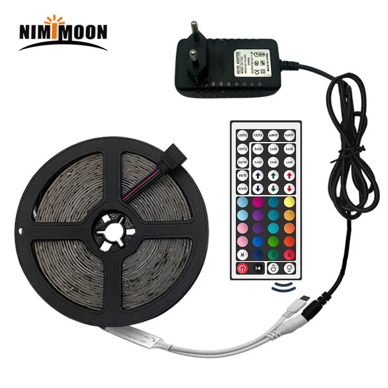 #cheap LED RGB SMD 5050 2835 Flexible LED strip light strip RGB led strip 5M 10M 15M DC 12V diode strap + Remote Control + adapter