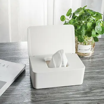 

Wet Tissue Box Holder White Square Paper Towel Napkin Box Dispenser Home/Office [3]